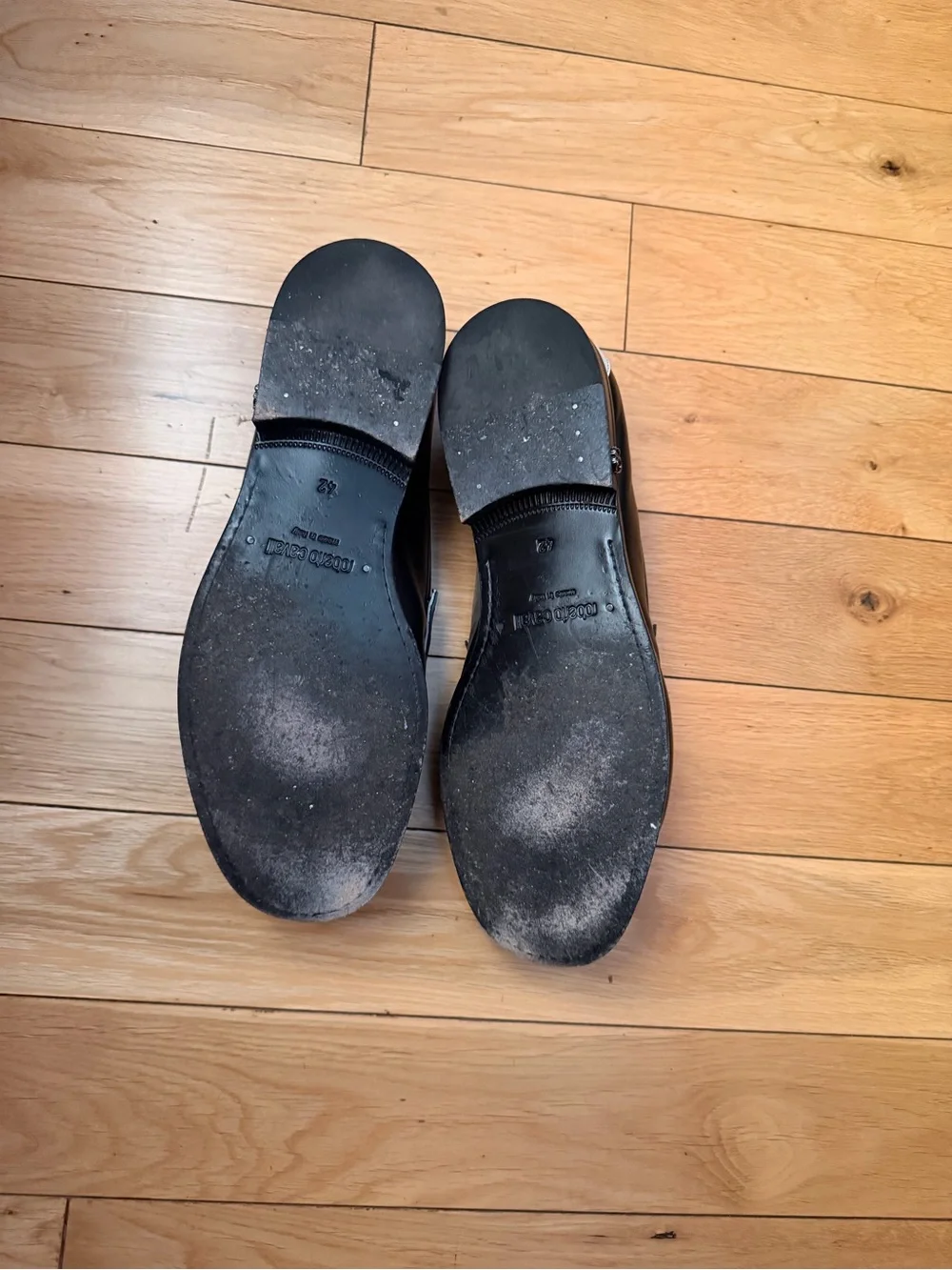 Roberto Cavalli Black and White Leather Loafers